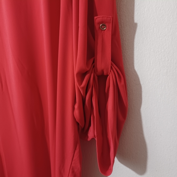 Catherines Malandrino Women's Red Roll-Tab Shirt New Size 2X, 1X - Picture 3 of 9